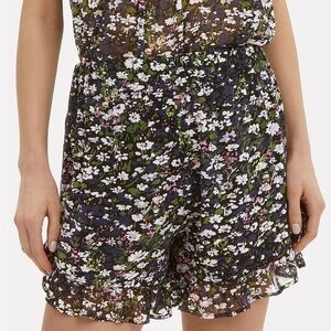 GANNI Georgette Floral Ruffle Shorts Size 34 Multicolor Cottagecore High Waisted